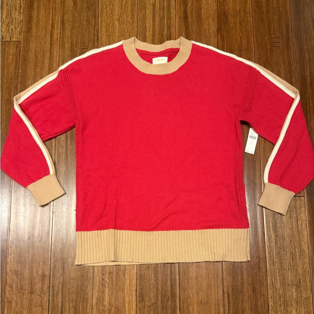 Maeve Red and Tan Women's Sweater